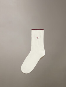 CK Logo Cable Knit Crew Sock, IVORY, hi-res