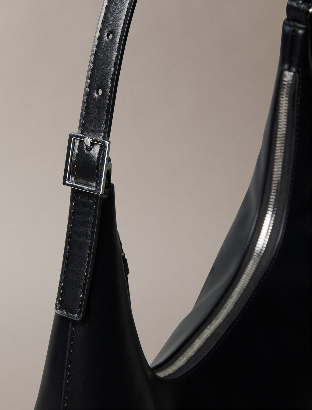 Monogram Logo Emblem Leather Shoulder Bag, Black, hi-res