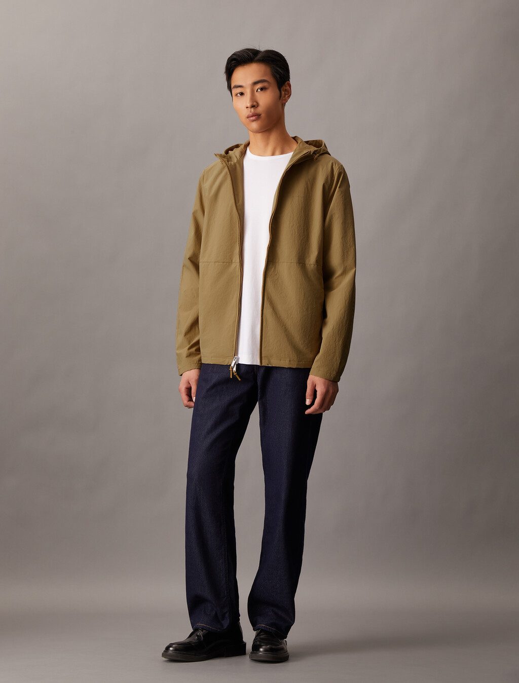Crinkle Nylon Hooded Windbreaker Jacket, Marigold, hi-res