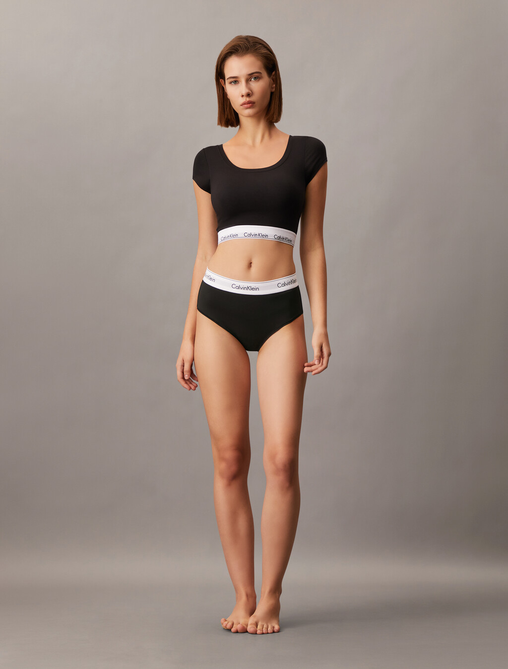 Icon Cotton Modal High Waist Bikini, Black, hi-res