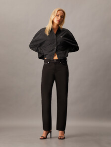 Cropped Stripe Shirt, Ck Black, hi-res