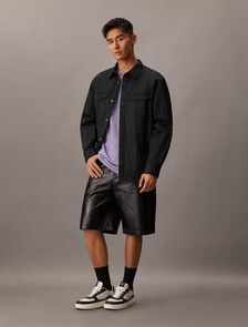 Relaxed Nylon Shirt Jacket, Black, hi-res