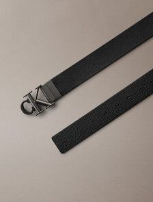 Monogram Plaque Buckle Reversible Belt 35mm, Black / Black / Black & Gunmetal, hi-res
