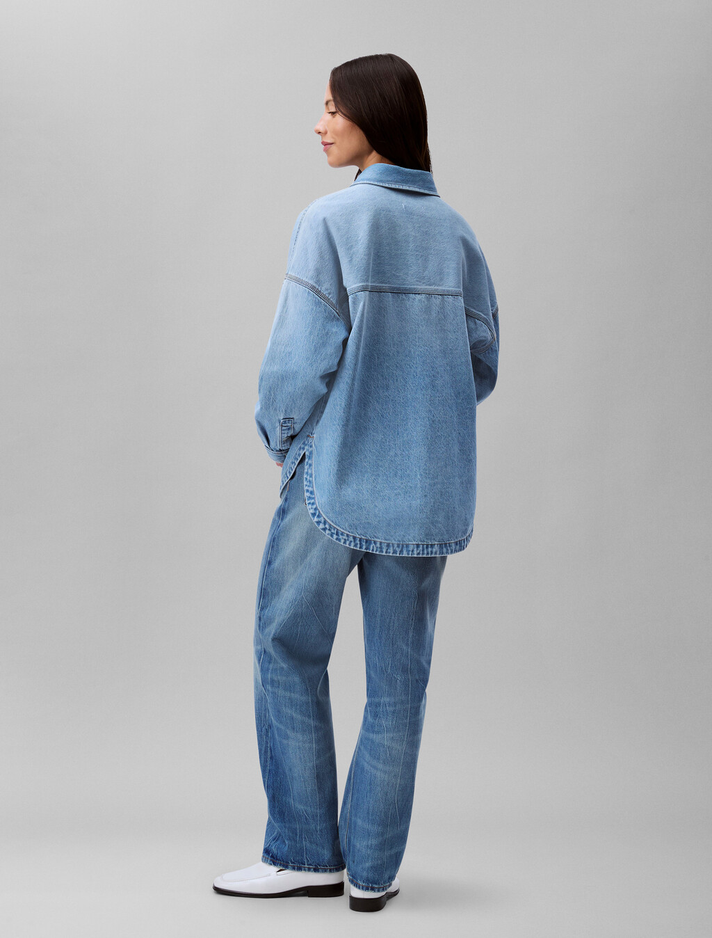 Oversized Denim Utility Shirt, LT BLUE WAVE, hi-res