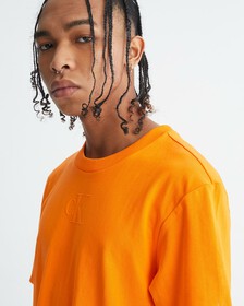 Embossed Monogram Relaxed Tee, Vibrant Orange, hi-res