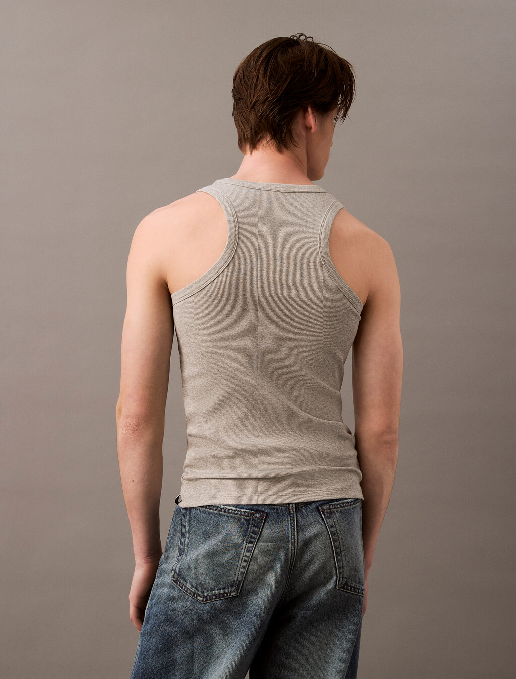 Cotton Stretch Sleep Tank Top, Grey Heather, hi-res