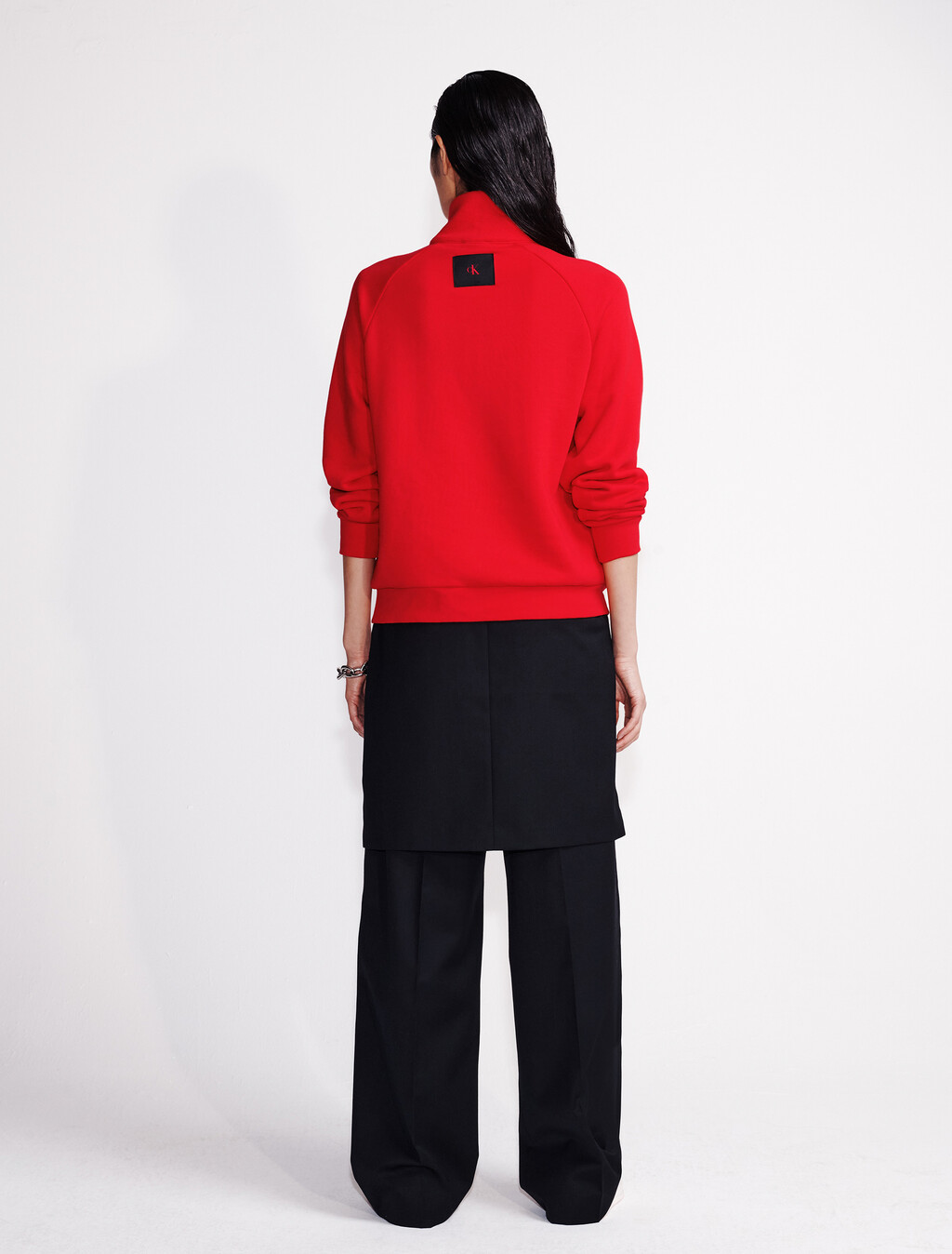 Terry Zip Polo Sweatshirt, Pantone Red, hi-res