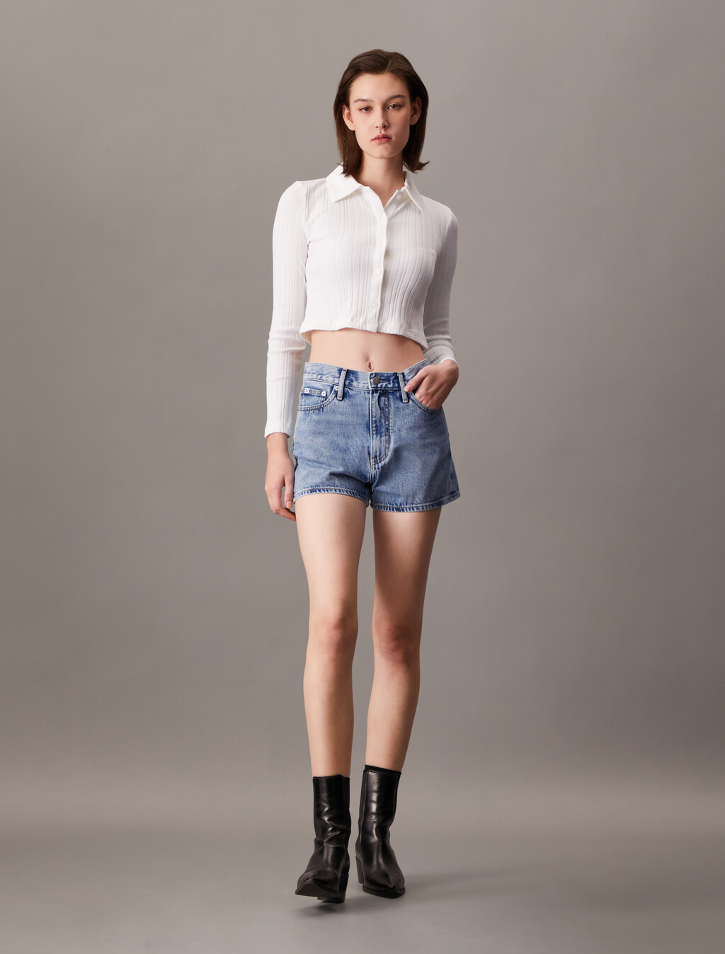 Eco Cool High Rise Denim Shorts, Denim Light, hi-res