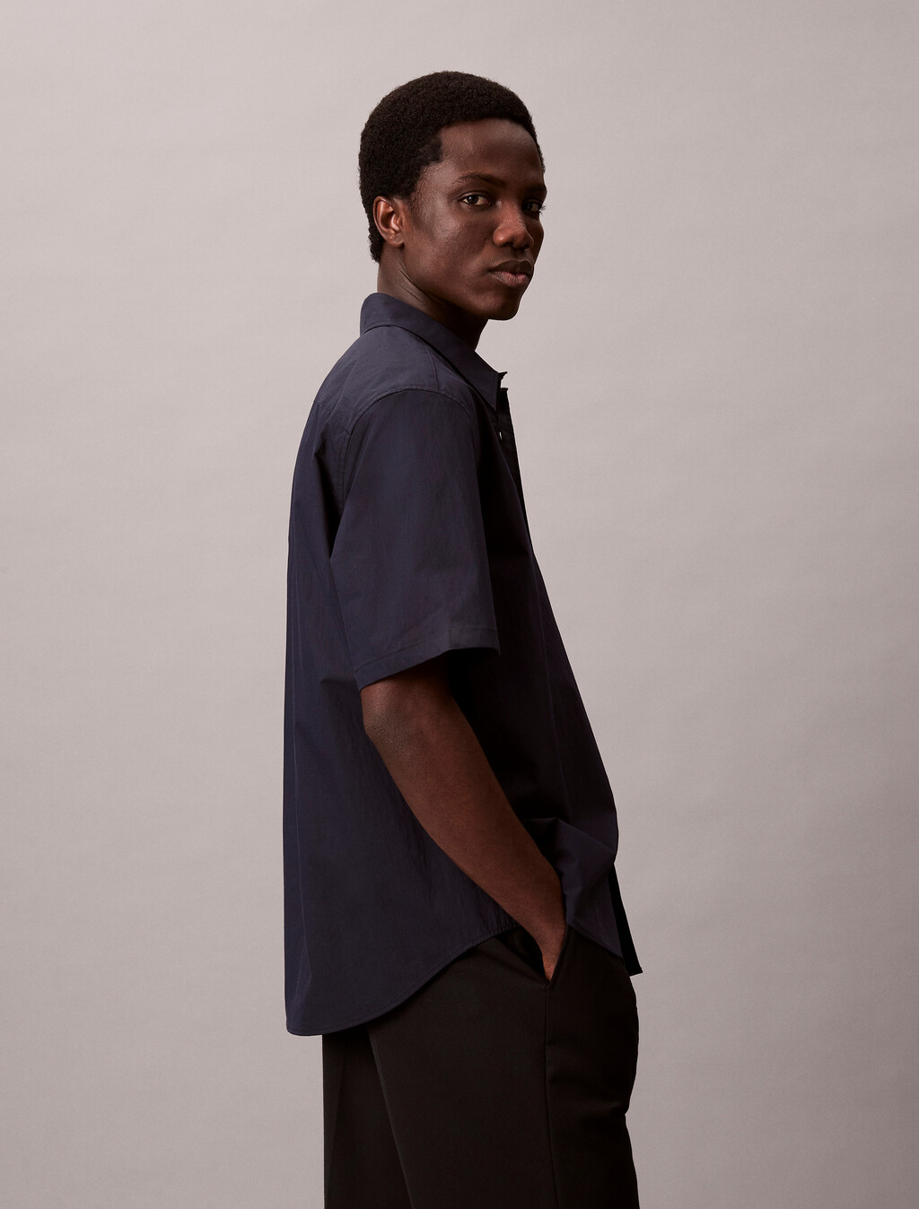 Cotton Nyon Relaxed Shirt, Night Sky, hi-res