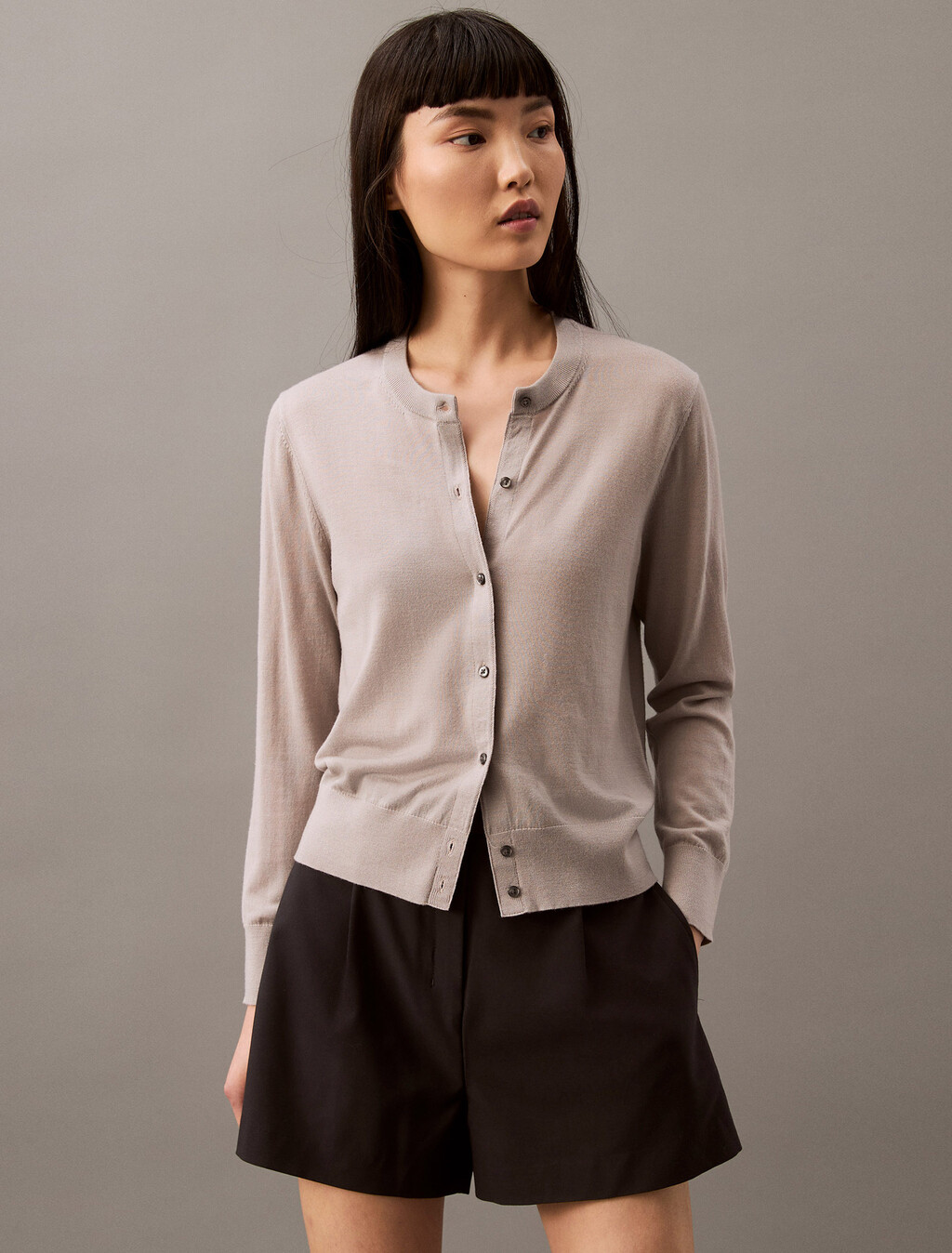 Tech Merino Cardigan, Ash, hi-res