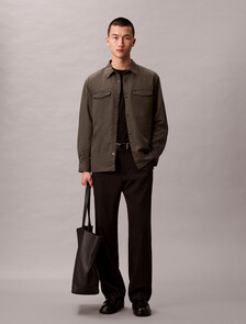 Relaxed Nylon Shirt Jacket, Beluga, hi-res
