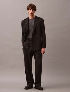 Wool Double Breasted Blazer, Black Beauty, hi-res