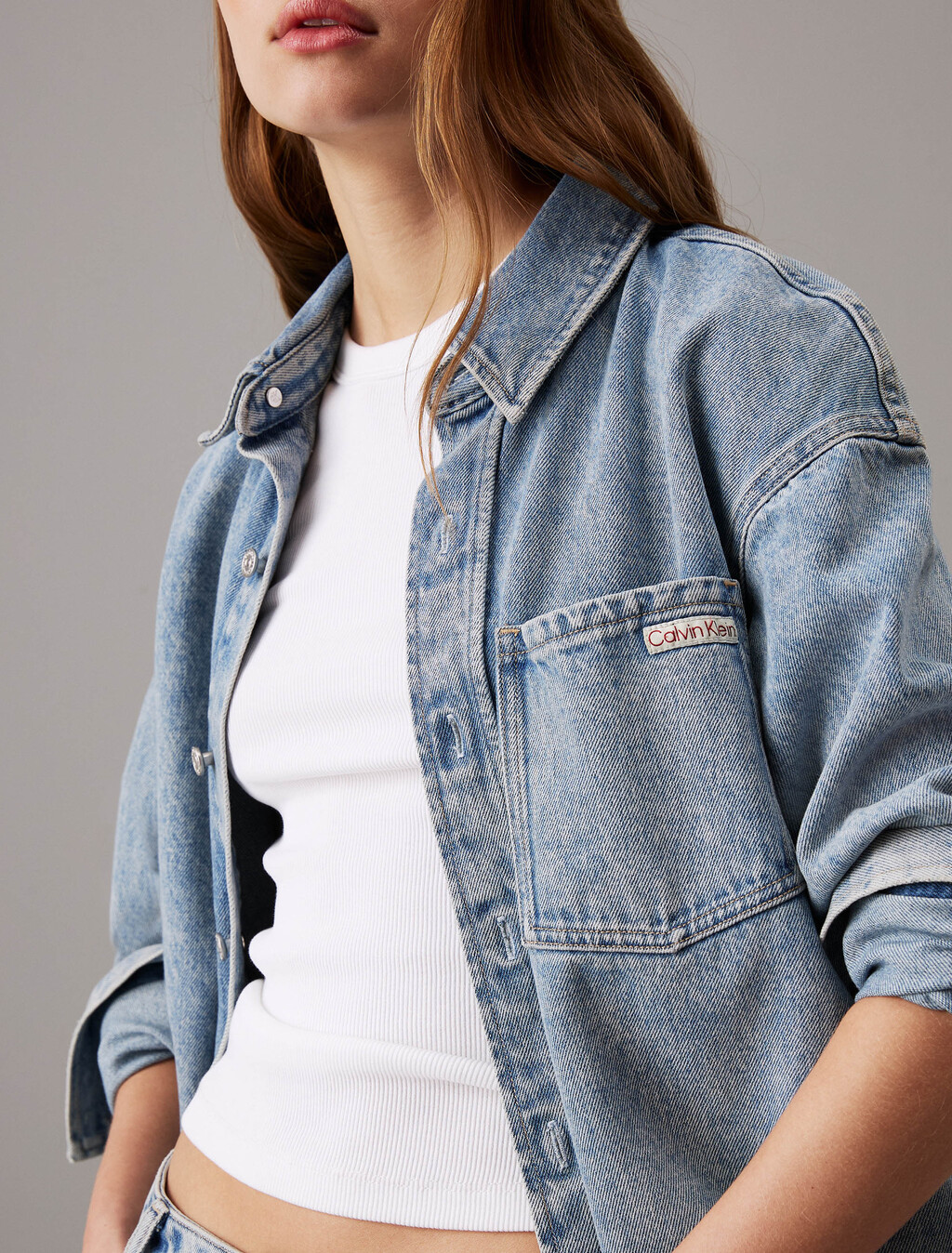 Relaxed Denim Shirt Jacket, Denim Light, hi-res