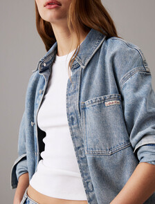 Relaxed Denim Shirt Jacket, Denim Light, hi-res