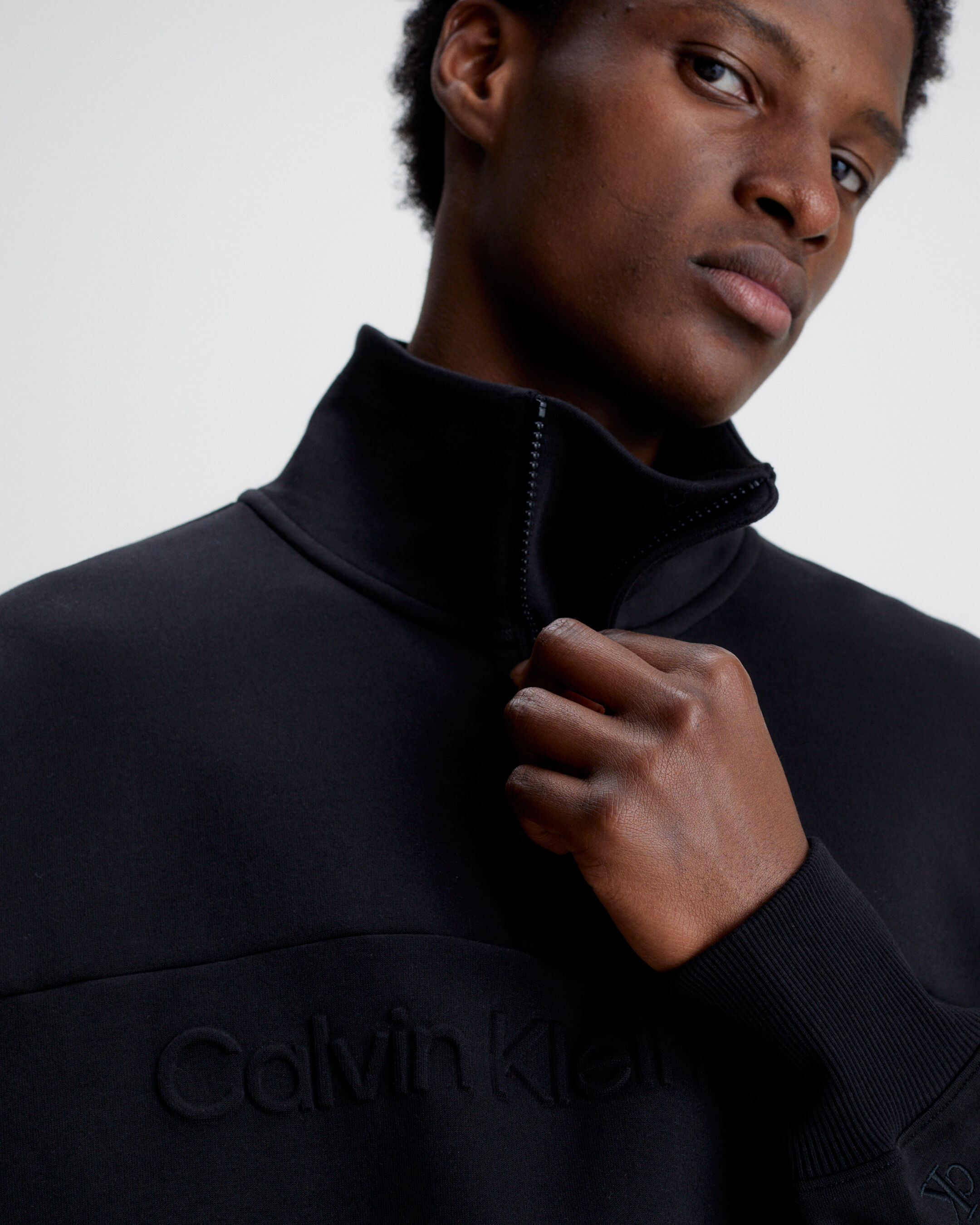 Oversized Zip Neck Sweatshirt black Calvin Klein Singapore
