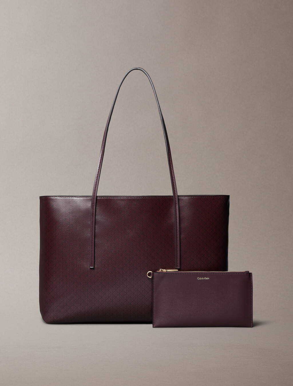 Allover Monogram Logo Tote Bag with Pouch, FUDGE AOP, hi-res