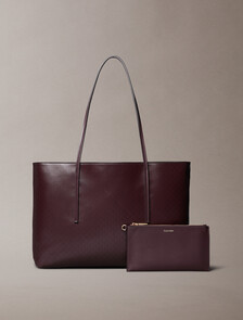 Allover Monogram Logo Tote Bag with Pouch, FUDGE AOP, hi-res