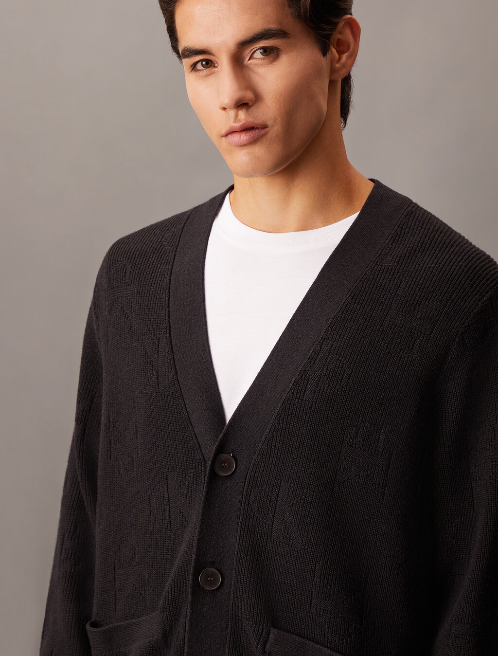 Monogram Relaxed Cardigan, Ck Black, hi-res