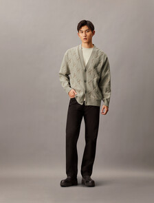 Embossed Monogram Relaxed Cardigan, Rock Ridge, hi-res