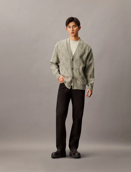 Embossed Monogram Relaxed Cardigan