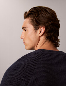 Wool Blend Ribbed Jumper, Dark Sapphire, hi-res