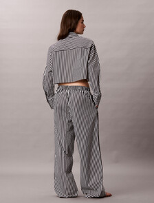 Cropped Cotton Poplin Pyjama Top, PENNY STRIPE+Black, hi-res