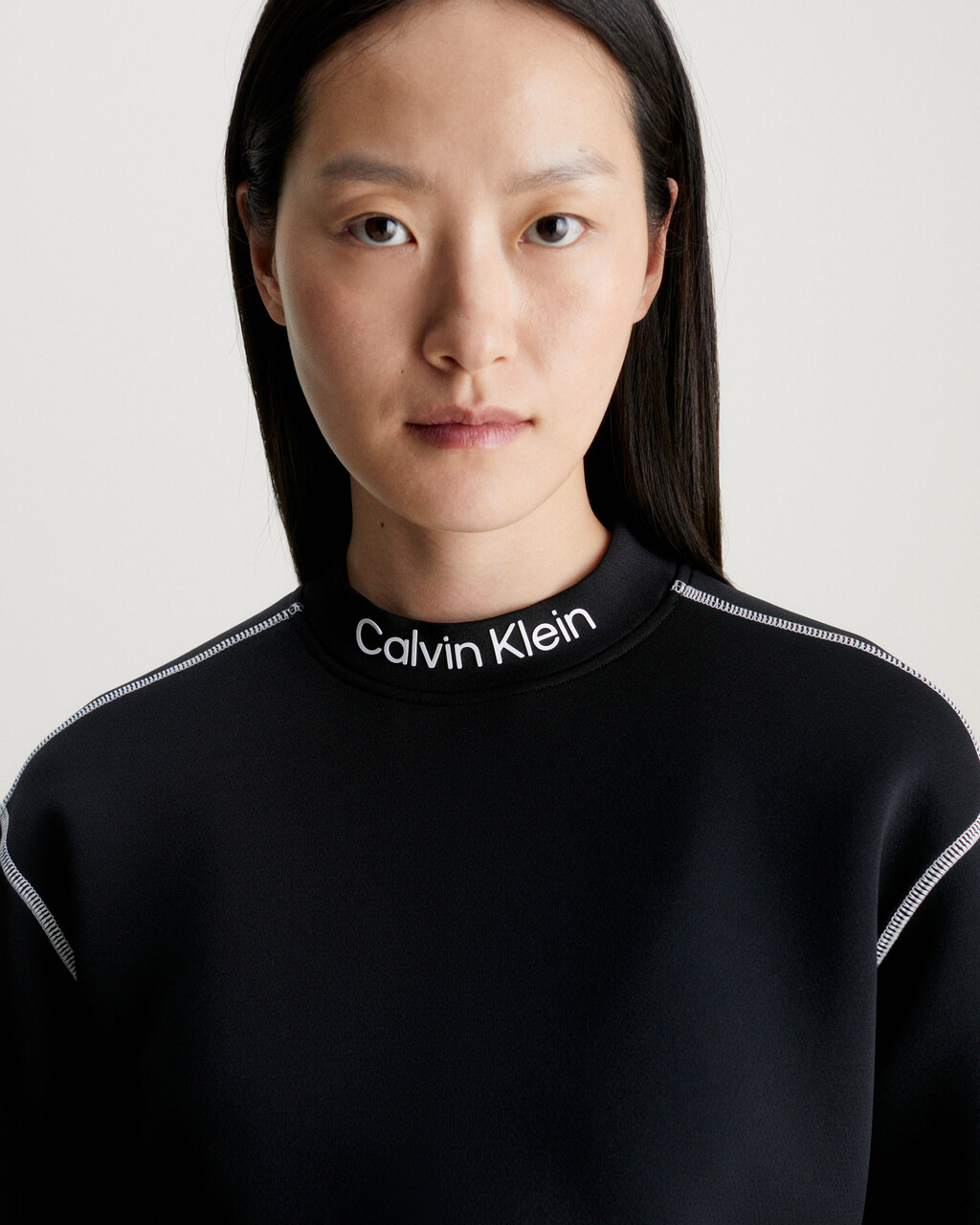Cropped Mock Neck Logo Top, BLACK BEAUTY, hi-res