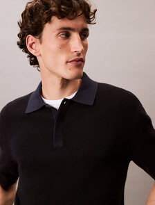 Smooth Cotton Waffle-Knit Monogram Logo Polo Shirt, Dark Sapphire, hi-res