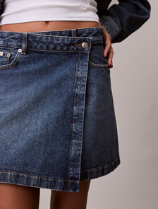 Denim Mini Wrap Skirt, COLD SPRINGS, hi-res