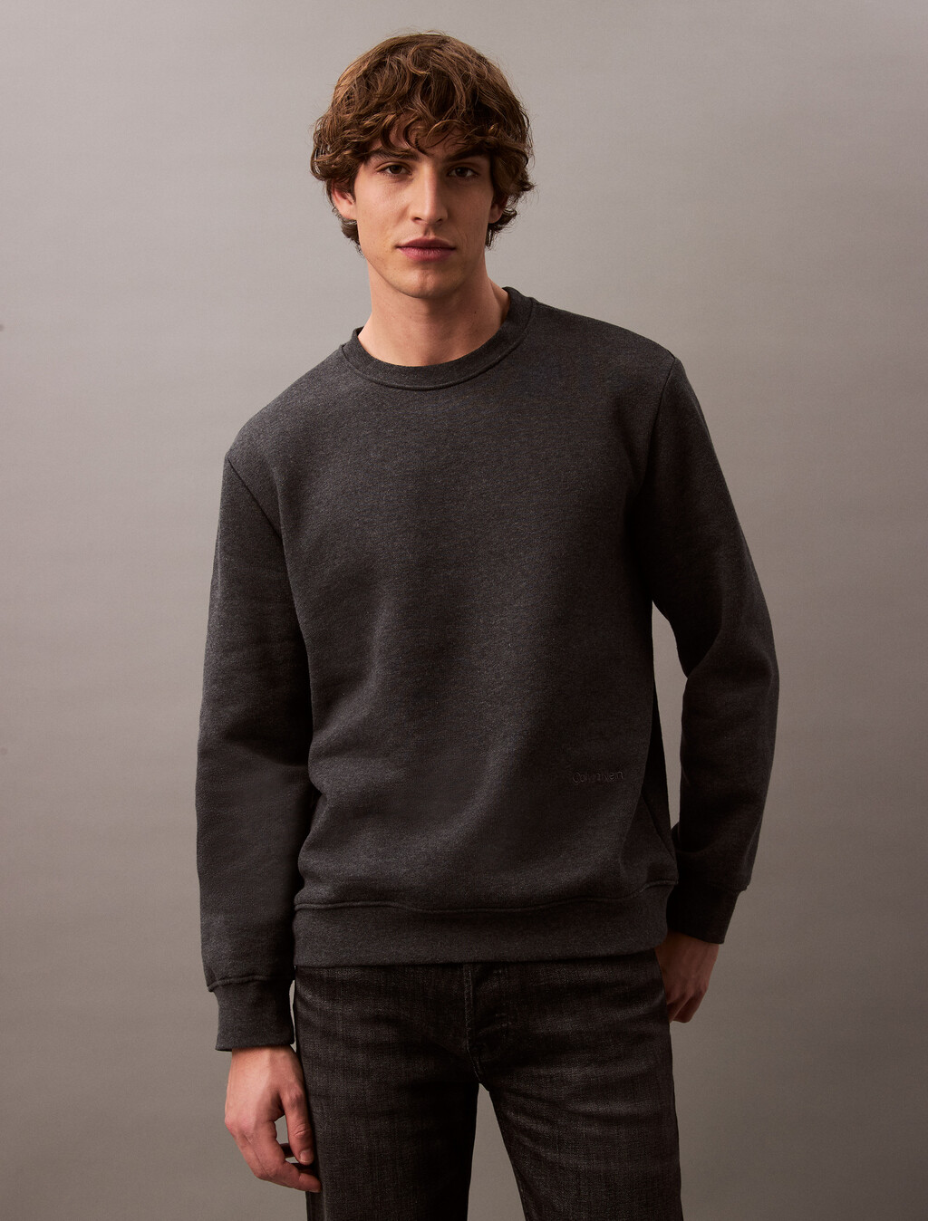 Classic Cotton Fleece Sweatshirt, 070 CHARCOAL HEATHER, hi-res