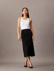 Brushed Wool Pencil Skirt, Black, hi-res