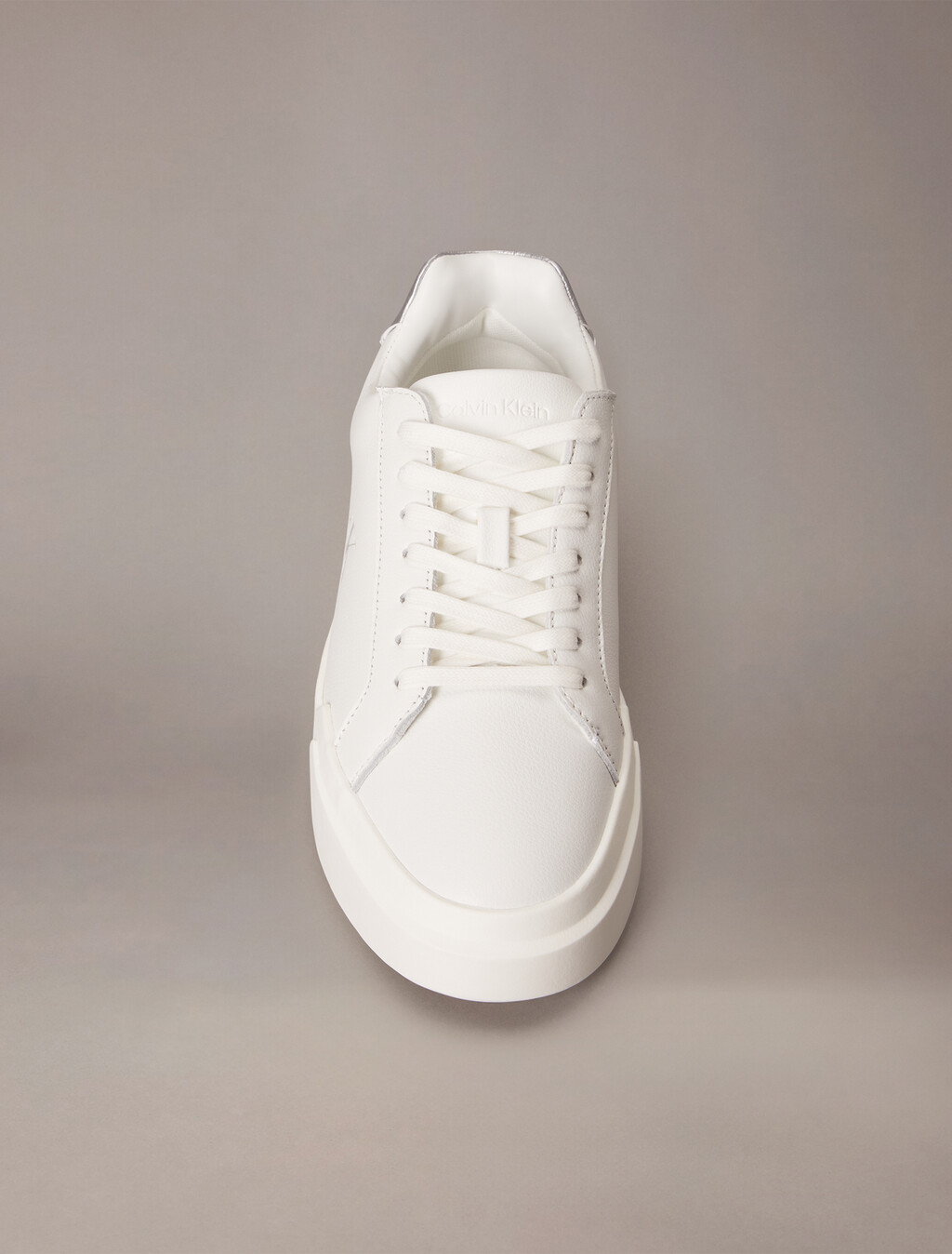 Leather Durable Traction NYC Trainers, Bright White/Silver, hi-res