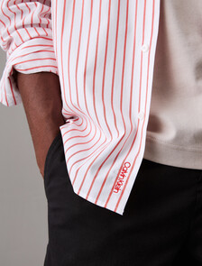 Relaxed Striped Shirt, Red Alert, hi-res