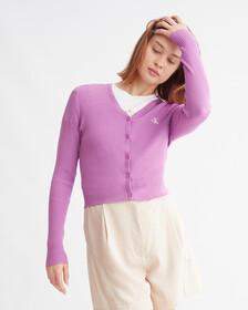 FAST TRACK RIB-KNIT CARDIGAN, Iris Orchid, hi-res