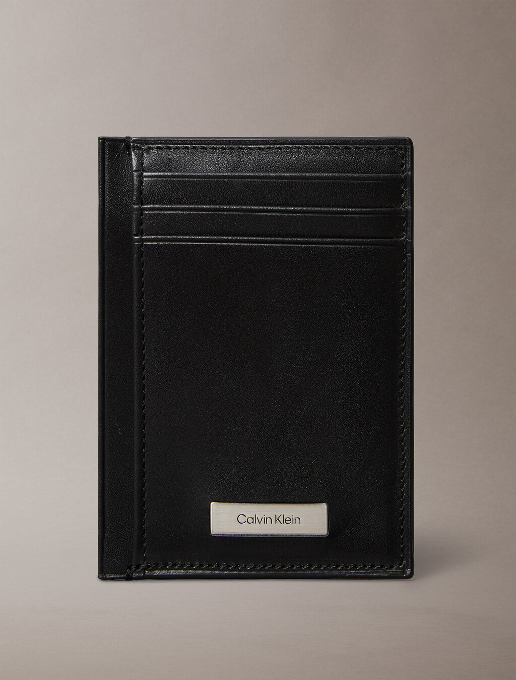 Logo Plaque Card Case, Black, hi-res