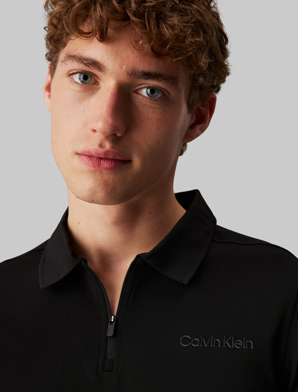 Essential Zip Polo, Black, hi-res