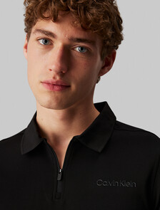 Essential Zip Polo, Black, hi-res