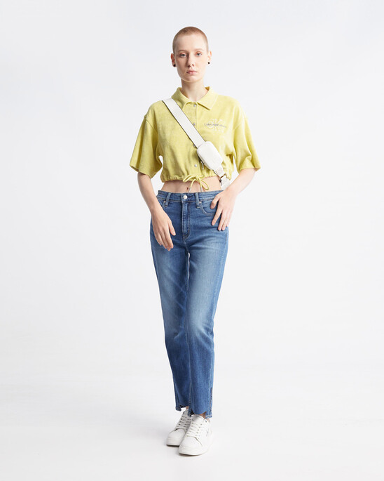 Italian Denim High Rise Slim Straight Jeans