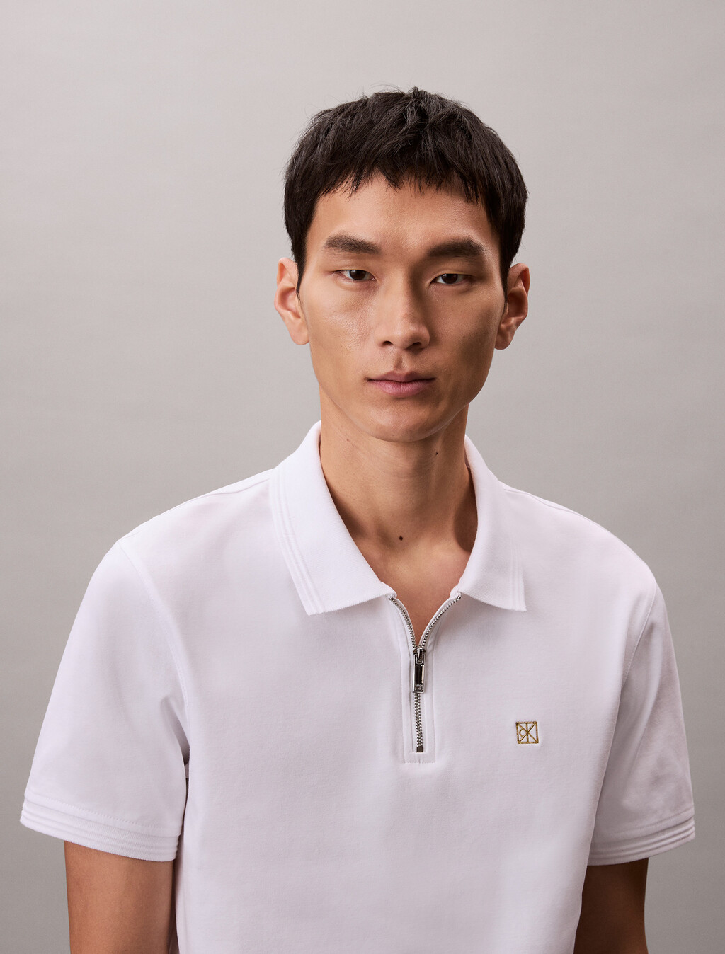 Lunar New Year CK Emblem Slim Polo, Brilliant White, hi-res