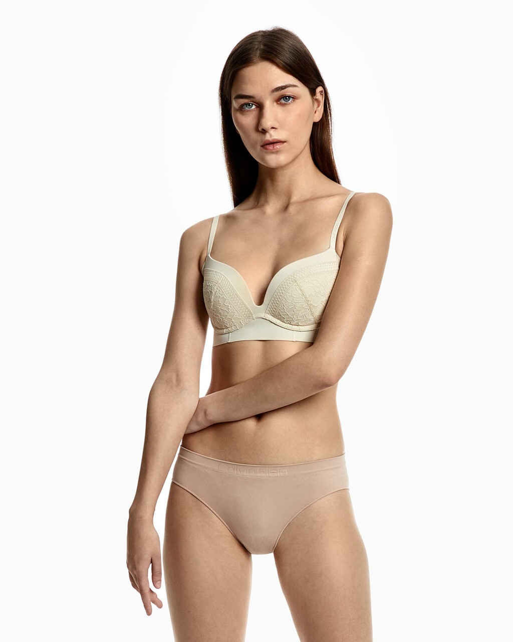 INVISIBLES LACE PUSH UP PLUNGE BRA, Desert Sand Dune, hi-res