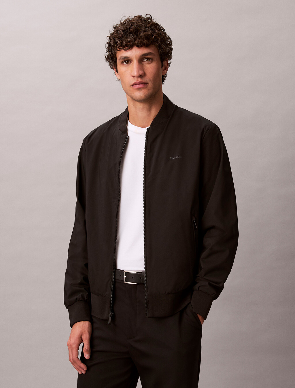 Matte Bomber Jacket, Black, hi-res