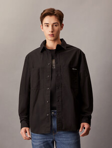 Relaxed Cotton Poplin Shirt, Ck Black, hi-res
