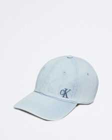Washed Denim Embroidered Logo Baseball Cap, LIGHT WASH DENI, hi-res