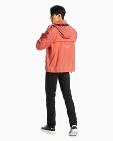 PACKABLE STACKED LOGO WINDBREAKER, Rhubarb Red, hi-res