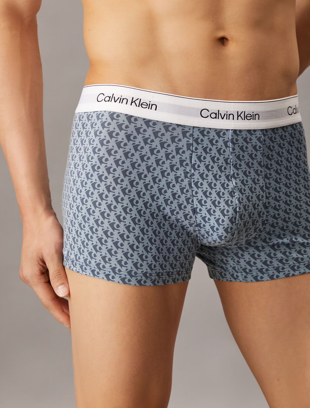 Icon Cotton Stretch Trunks 2 Pack, Glacier/ PLUSH MONOGRAM VINTAGE INDIGO, hi-res