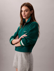 1/4 Zip Cotton Terry Sweatshirt, Turf, hi-res