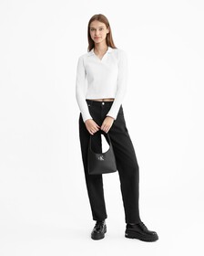 Monologo Rib Knit Slim Polo, Bright White, hi-res