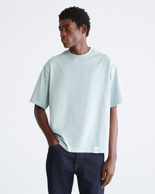 STANDARDS COMPACT COTTON CREWNECK T-SHIRT, Dove Blue, hi-res