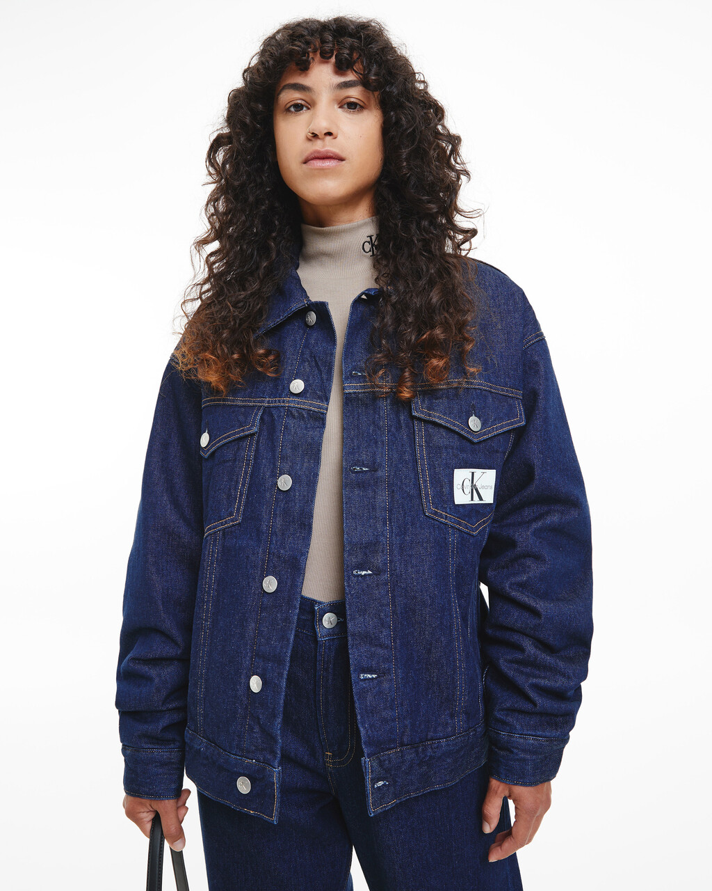 UNISEX PADDED DENIM JACKET, Denim Rinse, hi-res