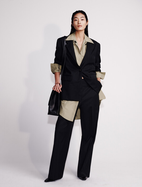 Wool Blend Tailored Pants